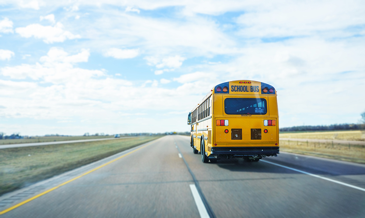 School bus on the freeway