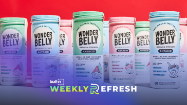 Wonderbelly products against a red background