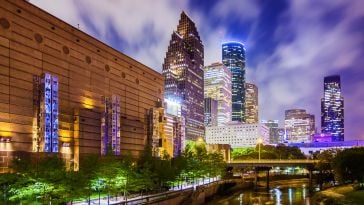 downtown houston at nighttime